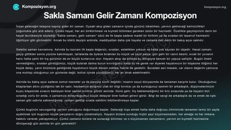 sakla samani gelir zamani kompozisyon
